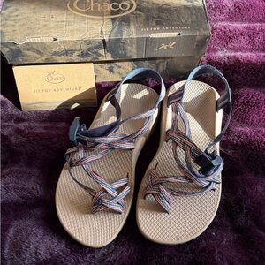 Chaco Women's Multicolor Strappy Sandals with Tan Footbeds